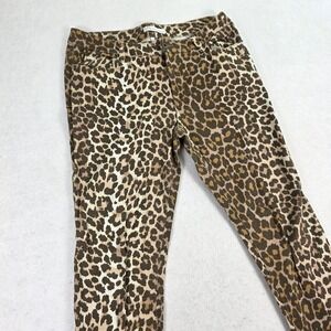 French Connection Women 10 Pants Beige Excellent Leopard Print Stretch Cotton